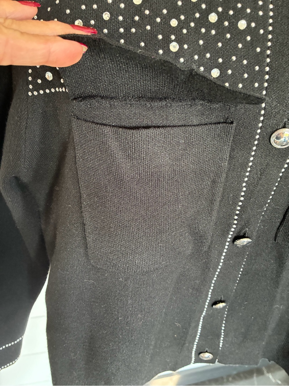 Christian Siriano Black Stud-Embellished Button Sweater Sz M NWT/0407 - Picture 12 of 13